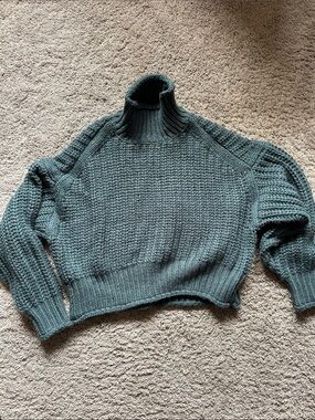 H&M High-Neck Chunky Knit Sweater - Teal Green